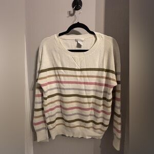 Design History Striped Women's Sweater - Cream, Pink, and Green